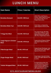 KFC Menu KFC Menu