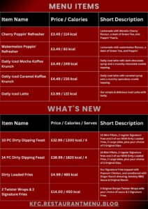 KFC Menu KFC Menu