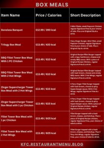 KFC Menu KFC Menu